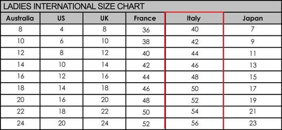 Mens And Womens Size Chart