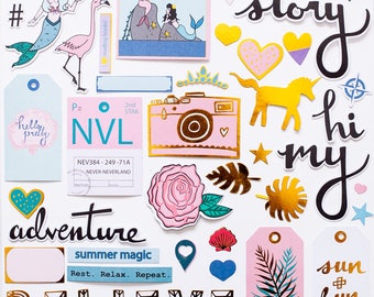 Gold-foil Die-Cut Ephemera Pack - "Storytime" collection