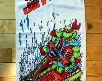 Vintage 1989 Teenage Mutant Ninja Turtles Raphael "Jetting" Small Towel