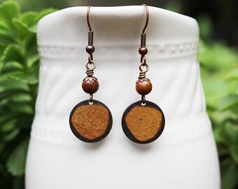 Mixed Media Earrings, Mixed Media Jewelry, Mustard Yellow, Beaded Jewelry, Gemstone Earrings, Long Earrings, Recycled, Collage, Bohemian