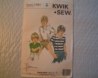 Vintage KWIK SEW 1151 Boys Shirt