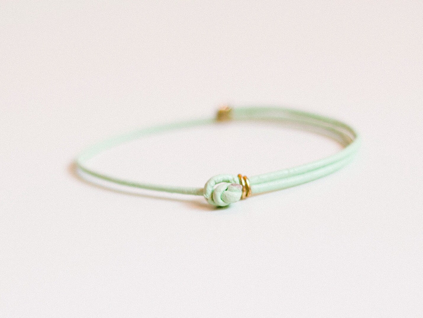 Mint green bracelet with knot closure gold or silver detail