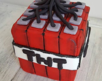 Minecraft TNT Inspired Cake Topper