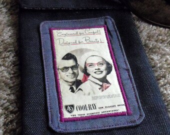 Denim vintage American optical 1972 advertising glasses case