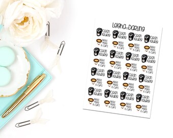 Kawaii Coffee/Keurig/K-Cup/Coffee Maker Planner Stickers