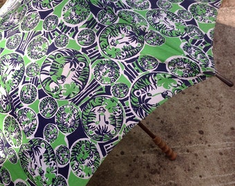 Vintage RARE Lilly Pulitzer Men's Stuff Umbrella/Vintage Fabric Lilly Pulitzer Umbrella/Lilly Pulitzer Lion Umbrella