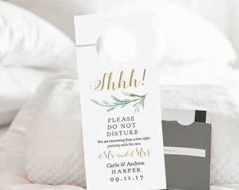 Do Not Disturb Door Hanger Printable, Wedding Door Hanger, Welcome Door Hanger Template, Edit in ACROBAT