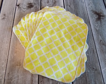 Un-paper towels, Reusable flannel paper towels, ecofriendly kitchen, Zero Waste life, Yellow