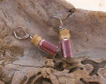 Earrings magic vial, fairy dust, spice, lavender, thyme