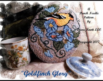 Goldfinch Glory Punch Needle Pattern Download by Diane Knott LLC
