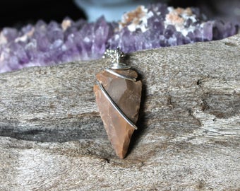Small Arrowhead Necklace - Wire Wrapped Stone Jewelry - Stone Arrowhead Jewelry - Bohemian Hippie Necklace - Boho Necklace - Gypsy Jewelry