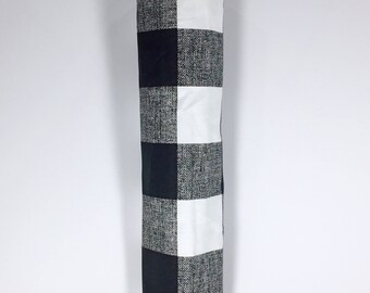 Plastic Bag Holder, Black and White Plaid, Check Grocery bag Holder, Recycling Bag Dispenser, Black & White Checked