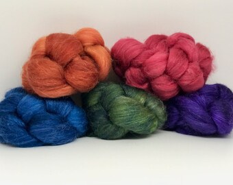 Sale Spinning Fiber Merino SW/Bombyx/Mohair 70/15/15 - 5oz - Zombie Rainbow