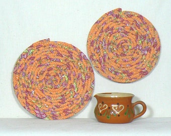 Set of Two Trivets, Hot Pads, Casserole Mats, Mug Rugs, Plant Rugs, Pot Hot Pads, Coiled Hot Pads, Fabric Trivets, Kitchen Trivets
