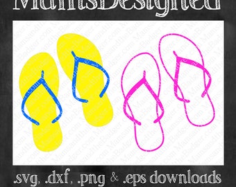 Flip Flops Summer Sandals Cutting Files, Clip Art For Silhouette Cameo, Cricut, Other Craft Cutters & Plotters (svg, dxf, png, eps)