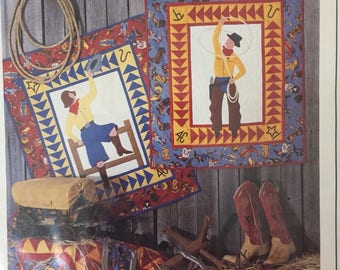 Cowboy applique patchwork quilt and cowgirl patchwork quilt pattern