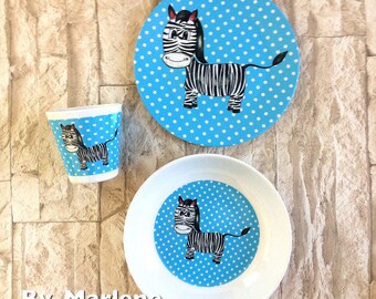 Kids tableware Zebra named melamine