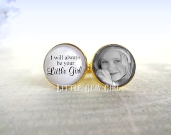 Gold Plated Custom Photo Cuff Links - Personalized with your Photo and Text - 16mm Cufflinks Gift Keepsake