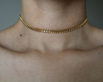 Champagne 16K Gold Plated Choker - Gold Necklace - Gold Chain Choker - Gold Chain Necklace - Gold Choker