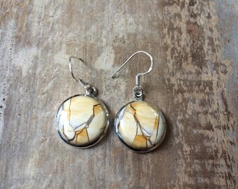 925 Sterling silver Brecciated Mookaite gemstone earrings