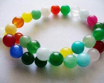 Jade Beads Gemstone Multi Color Beads Round 8MM