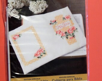 Bucilla Special Edition Wild Rose stamped cross stitch Bible cover kit
