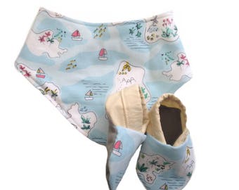 Tropical Island Map Baby Shoes and Bandana Gift Set