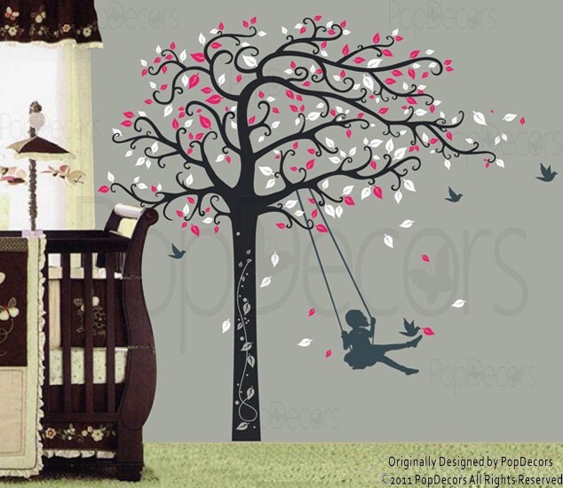 Nursery Tree Decal Girls Decal Kids Room Decor Wall Sticker