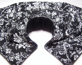 Heating Pad, Neck Shoulder Microwave Heat Pack, Rice Heating Wrap, Fibromyalgia, Rheumatoid Arthritis - black and white