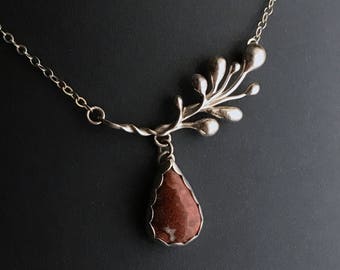 Crazy Lace Agate Necklace Set in Eco-Friendly Recycled Sterling Silver - Handcrafted - OOAK - DRhew Artisan Jewelry