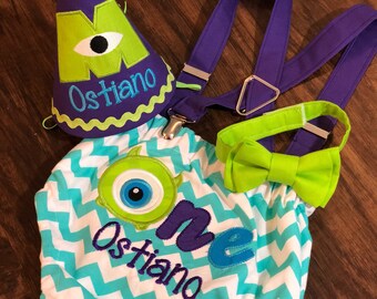 Monsters inc cake smash birthday outfit. Monsters inc birthday party. Monsters University