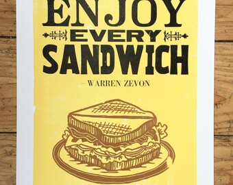 ENJOY EVERY SANDWICH letterpress poster