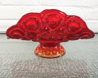 L. E. Smith Amberina Moon and Stars Pattern Banana Boat Dish