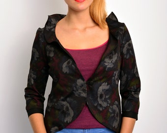 black jersey blazer flowers