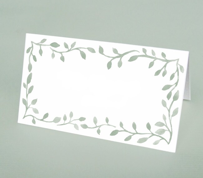 Watercolor Leaf Border Place Cards Holiday Place Cards
