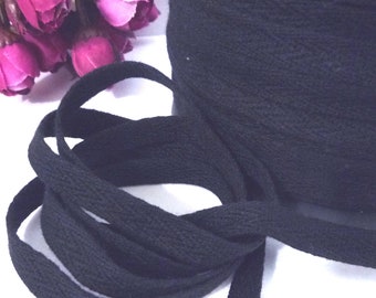 10/ 50/ 100yd Black Cotton Twill Tape Weave Tape Wrapping Binding Tape Bias Tape 2 Arrow 3/8 inch 1cm width / 1mm thickness TR21