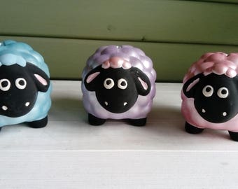Ceramic hand painted sheep money box