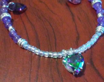 Mystic Rainbow Topaz and Amethyst Necklace