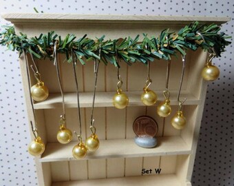 Christmas Tree ornaments - Set W (1:12 scale / Dollhouse miniature)