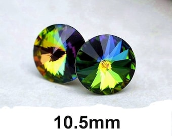 Vitrail Medium Studs, 10.5mm, Swarovski, Rivoli Stud Earrings, VM Crystal Studs, Rainbow Stud Earrings