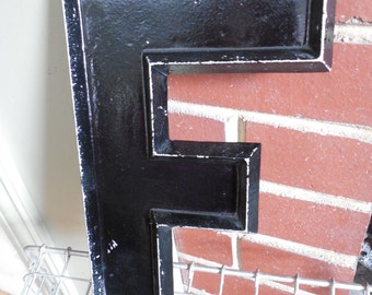 Large Industrial 10" Metal Theater Marquee Letter F - Vintage Aluminum Adler Sign