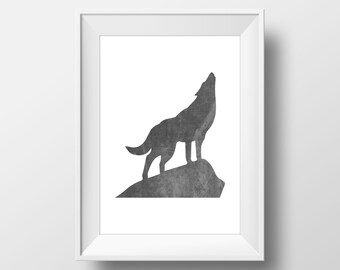 5x7 Alphabet Print 'W is for Wolf' Animal Name Art