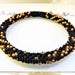 Gold, Black Color Roll On Bracelet - Valentines Day Cadmium Yellow Handmade Bangle - Seed Beads Crochet Bracelet- Glass Beaded Rope Bracelet