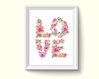 Love Letter Flowers Watercolor Painting Poster Art Print P158