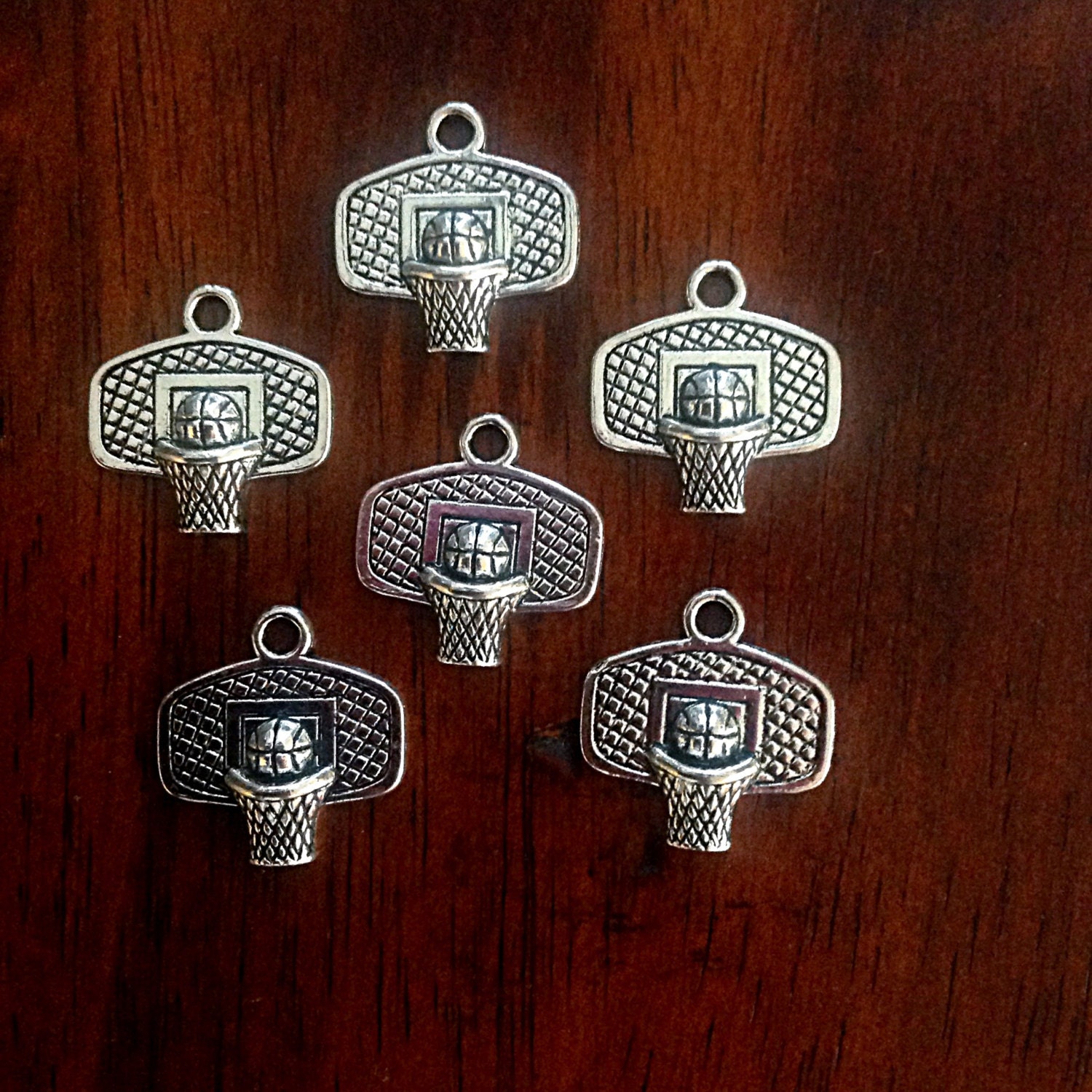 15 Basketball Charms Antique Silver Charms Basketball Goal