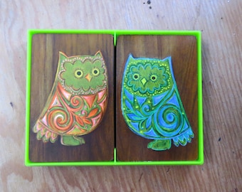 Vintage Owl Playing Cards- 2 decks Hallmark in original box