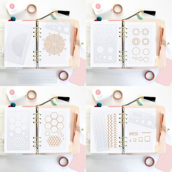 5 Schablonen Bullet Journal Schablone Starter Set 35 x 6 Bujo