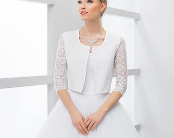 3/4 Sleeve Bridal Lace Jacket |Wedding Lace cover up