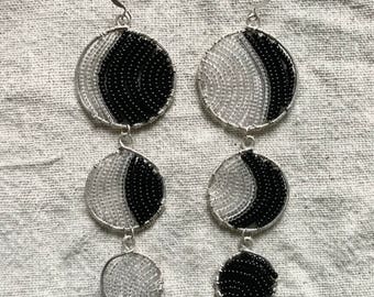 Moon Phase Earrings | Black + White