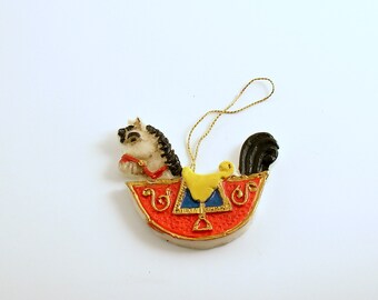 Vintage Christmas Ornament Wax Rocking Horse Christmas Decoration West Germany